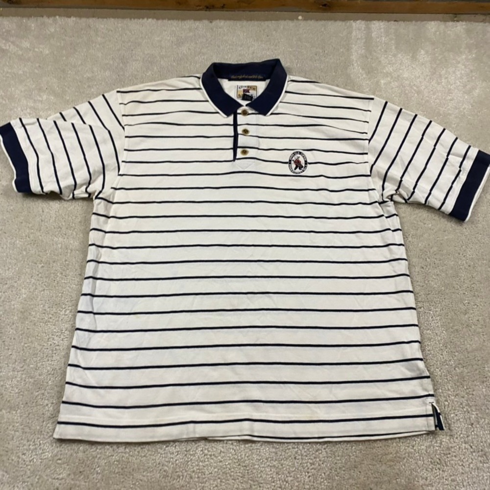 Cutter & Buck 1999 US Open Pinehurst No 2 Polo Shirt Mens XL White Navy Striped